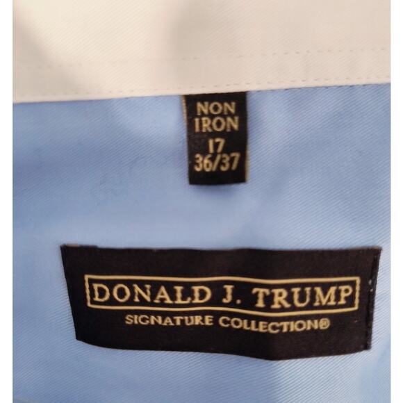 Donald Trump Signature Collection Dress Shirt Men's Sz 17 (36/37) Blue Button Up - Picture 2 of 11